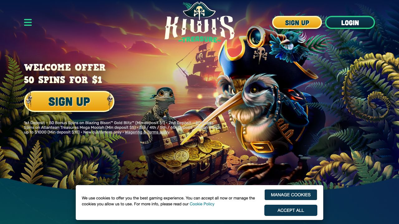 Kiwi's Treasure casino lobby